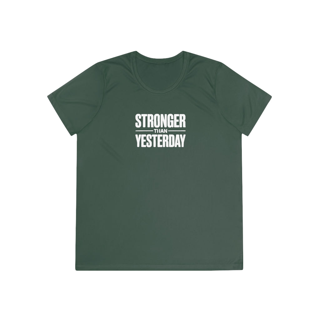 Ladies "Stronger Than Yesterday" Tee — Women's Motivational Fitness Shirt