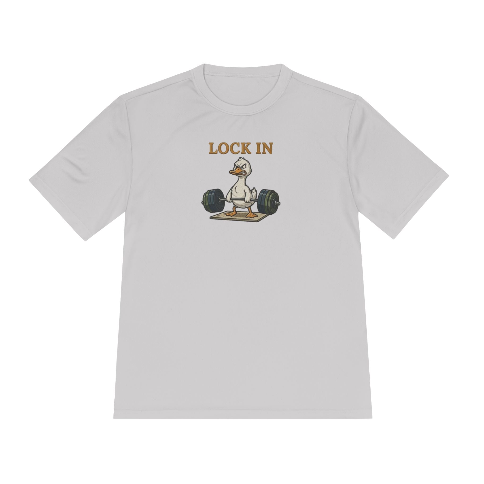 Lock In Duck Weightlifting Tee — Funny Gym Workout T-Shirt
