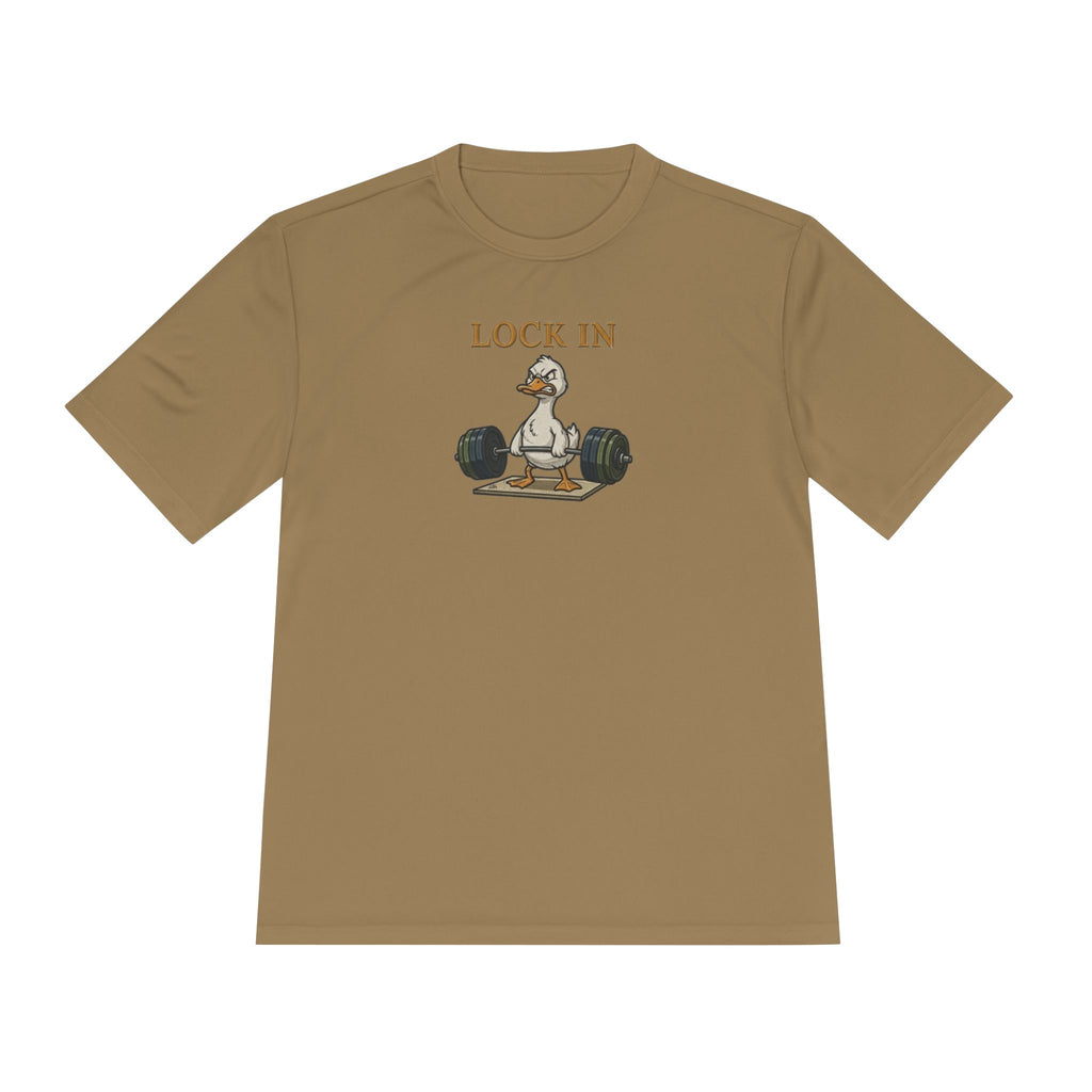 Lock In Duck Weightlifting Tee — Funny Gym Workout T-Shirt