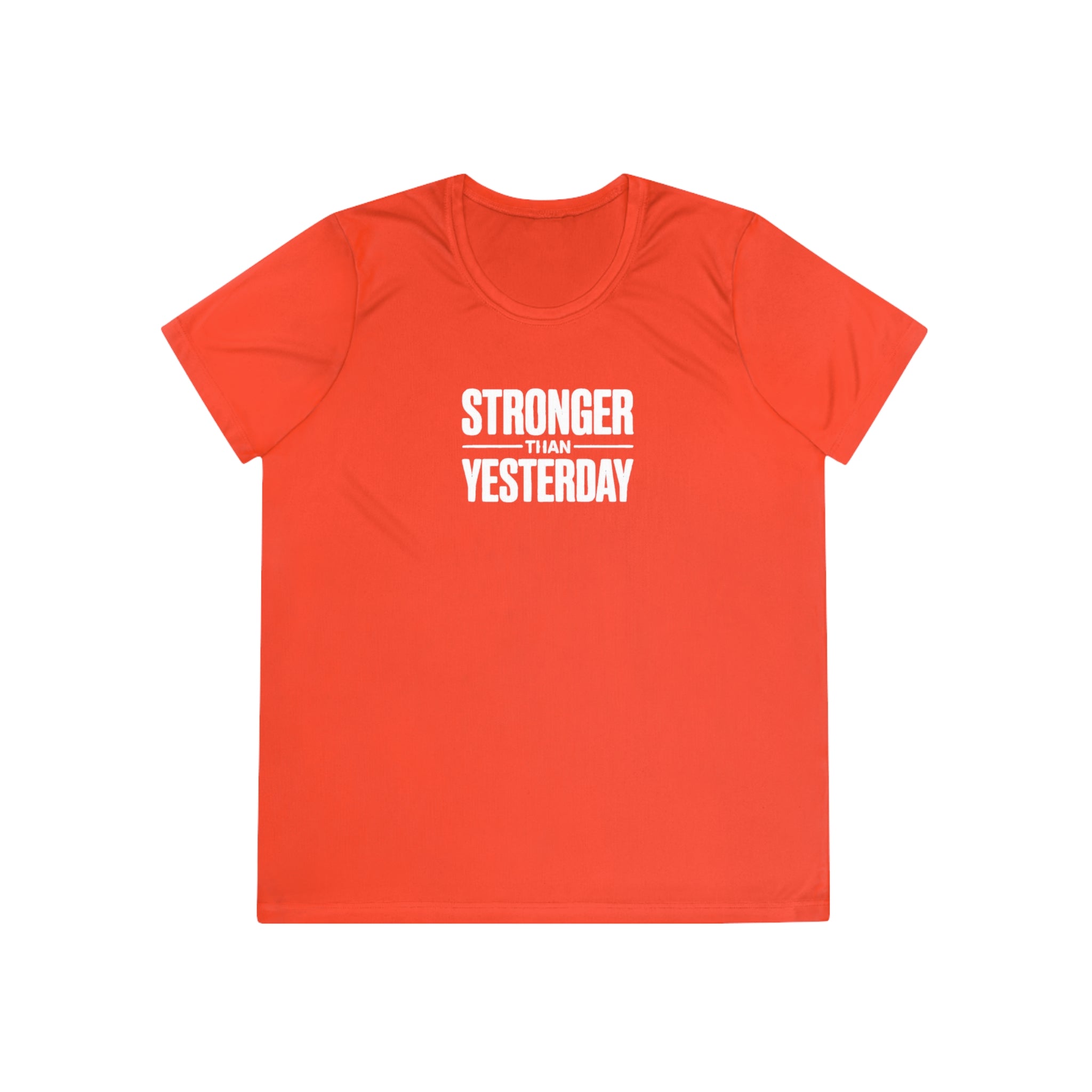 Ladies "Stronger Than Yesterday" Tee — Women's Motivational Fitness Shirt