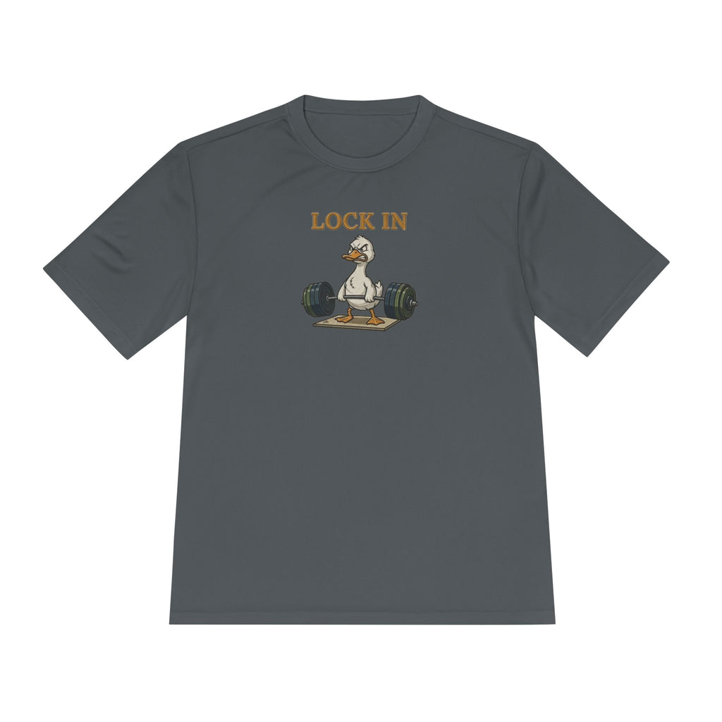 Lock In Duck Weightlifting Tee — Funny Gym Workout T-Shirt