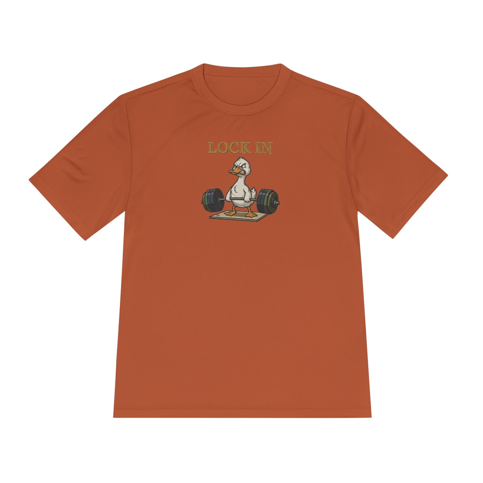 Lock In Duck Weightlifting Tee — Funny Gym Workout T-Shirt