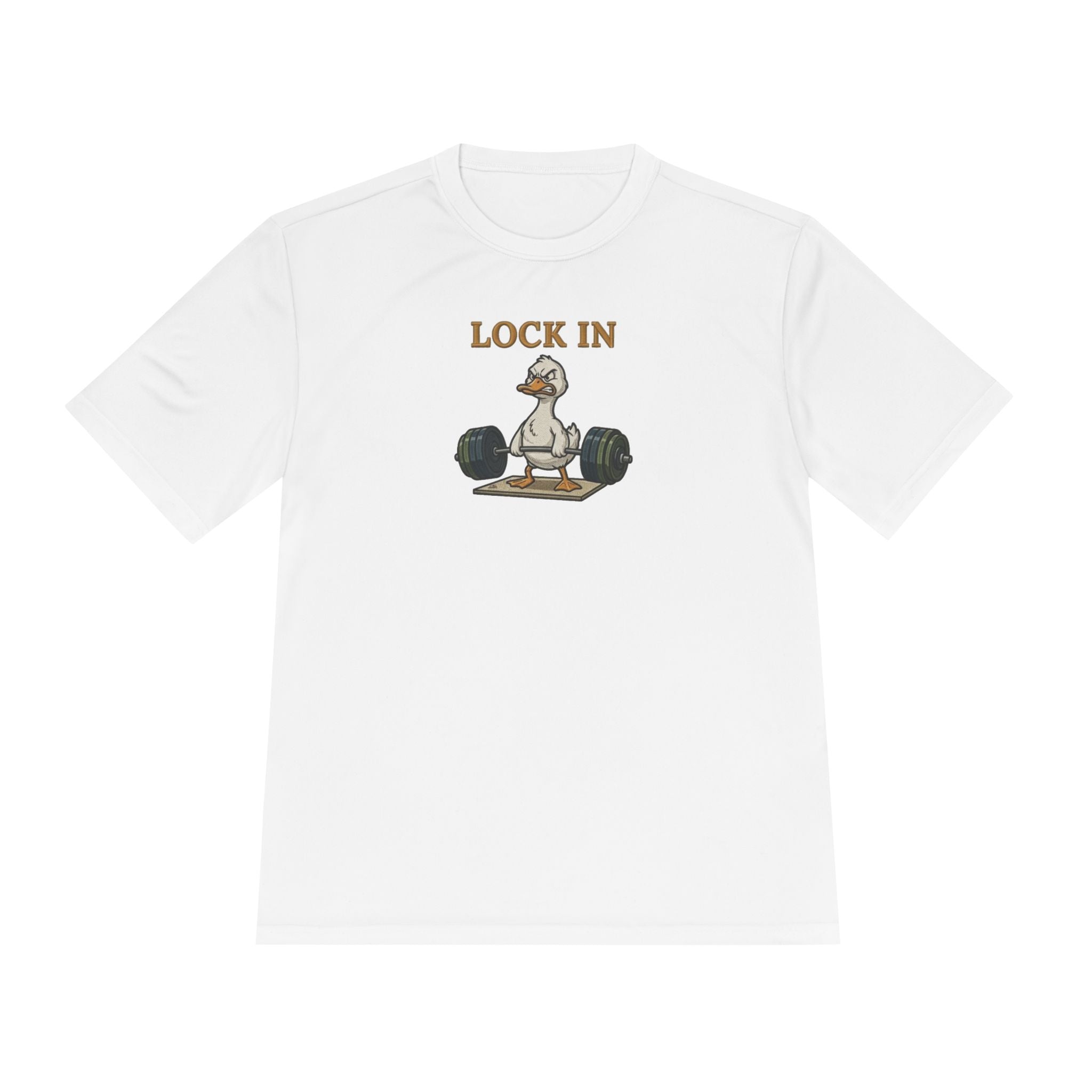 Lock In Duck Weightlifting Tee — Funny Gym Workout T-Shirt