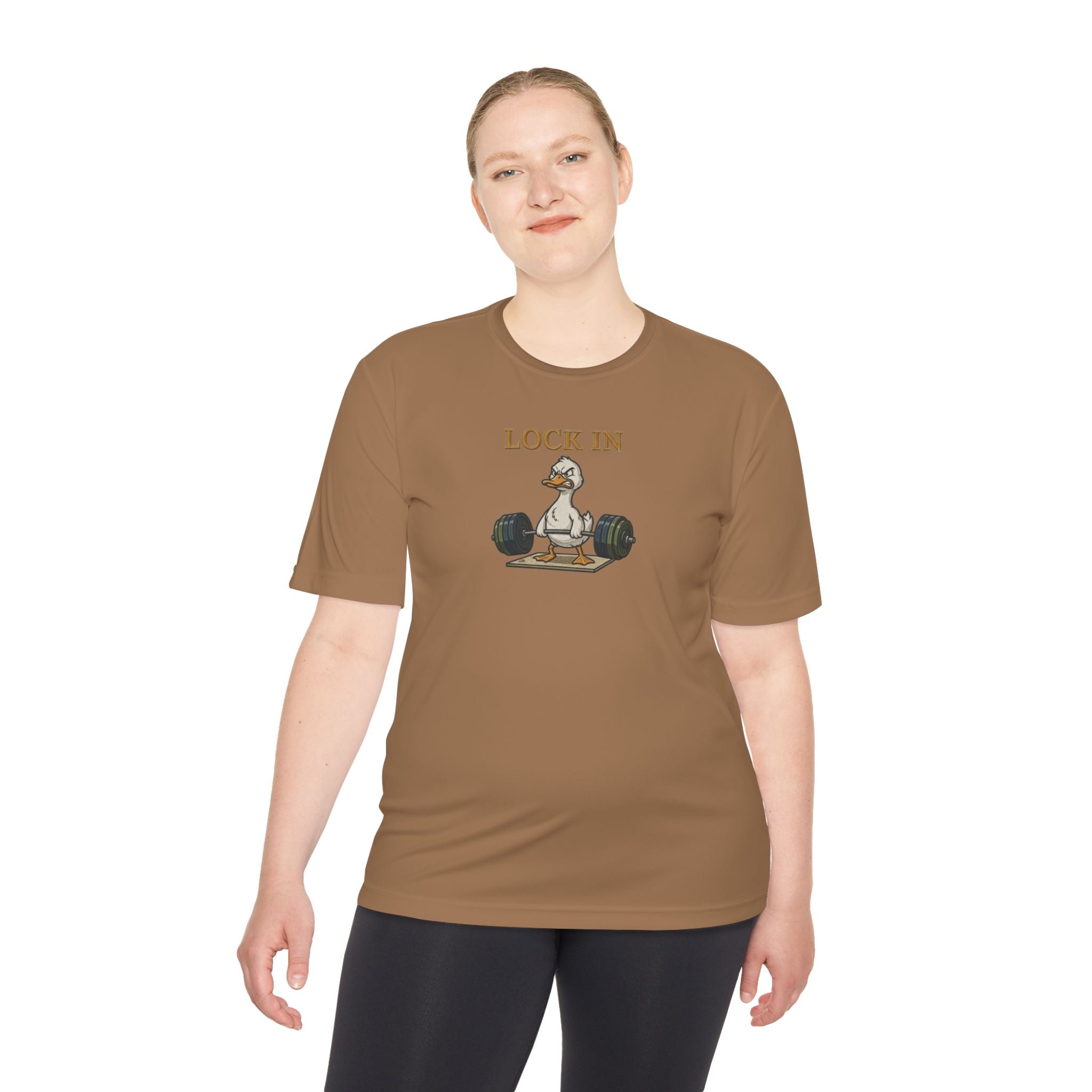 Lock In Duck Weightlifting Tee — Funny Gym Workout T-Shirt
