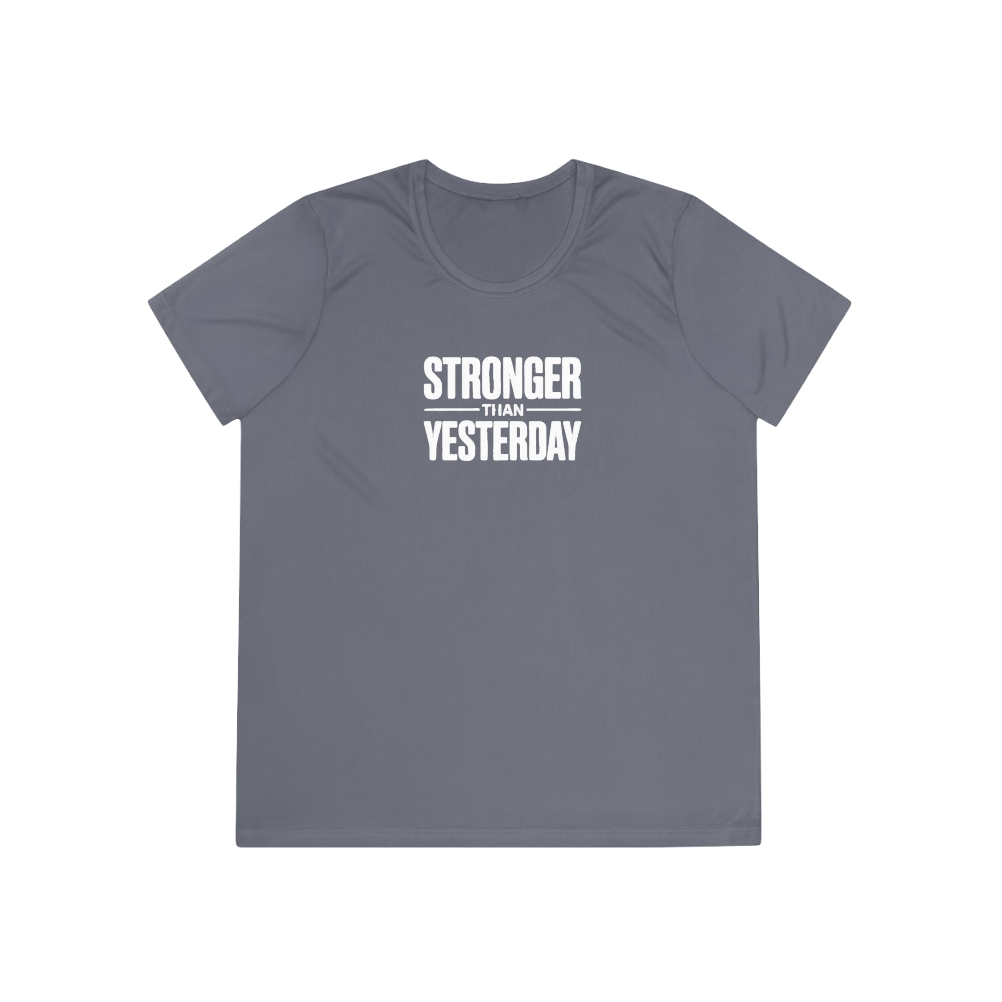 Ladies "Stronger Than Yesterday" Tee — Women's Motivational Fitness Shirt