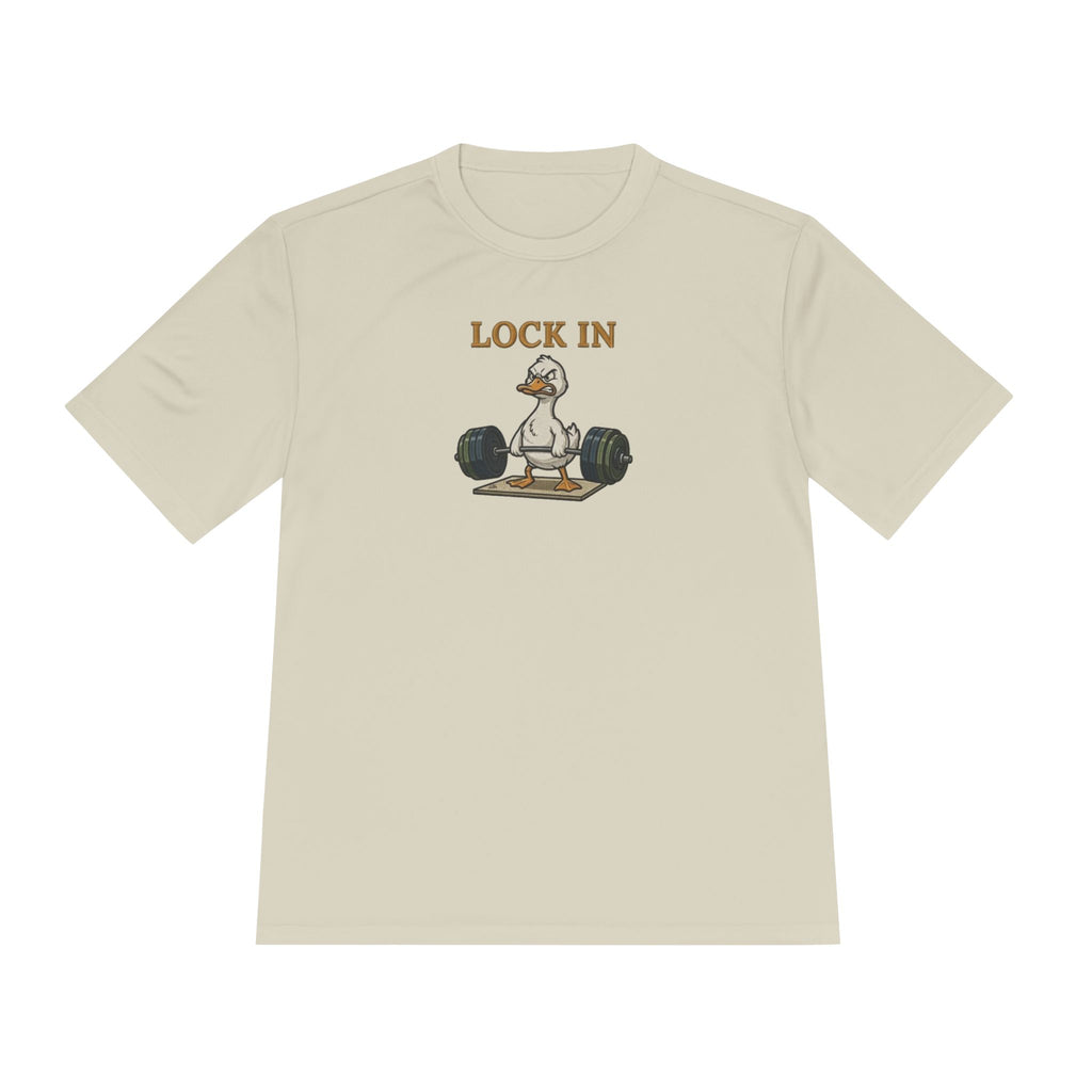Lock In Duck Weightlifting Tee — Funny Gym Workout T-Shirt