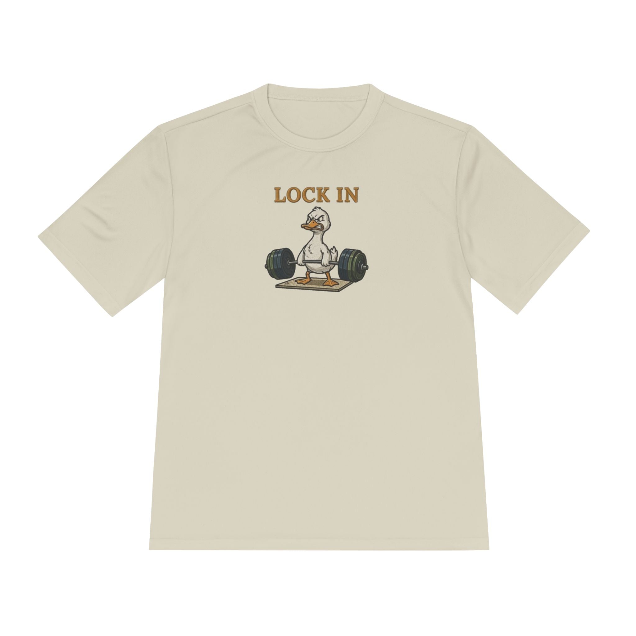 Lock In Duck Weightlifting Tee — Funny Gym Workout T-Shirt