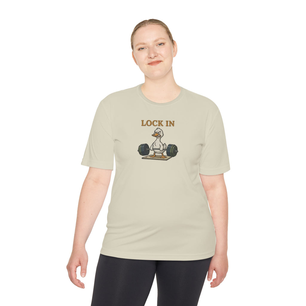 Lock In Duck Weightlifting Tee — Funny Gym Workout T-Shirt