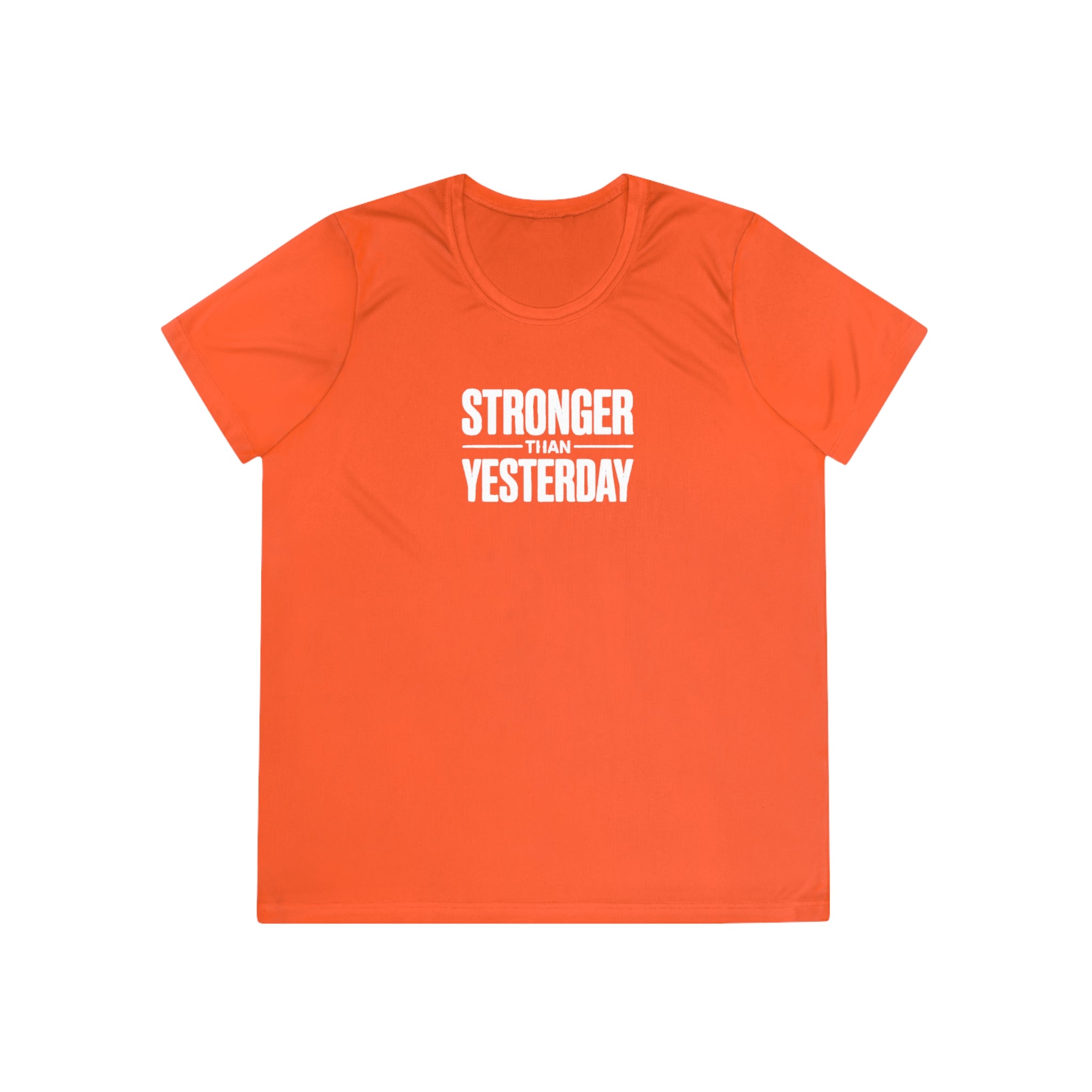 Ladies "Stronger Than Yesterday" Tee — Women's Motivational Fitness Shirt