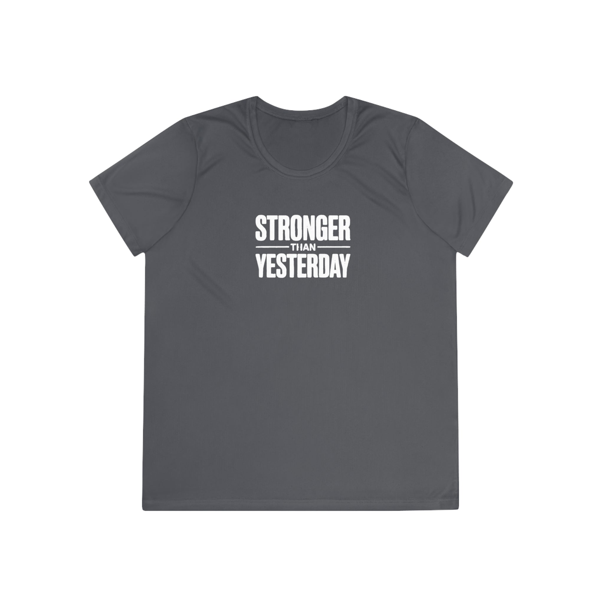 Ladies "Stronger Than Yesterday" Tee — Women's Motivational Fitness Shirt