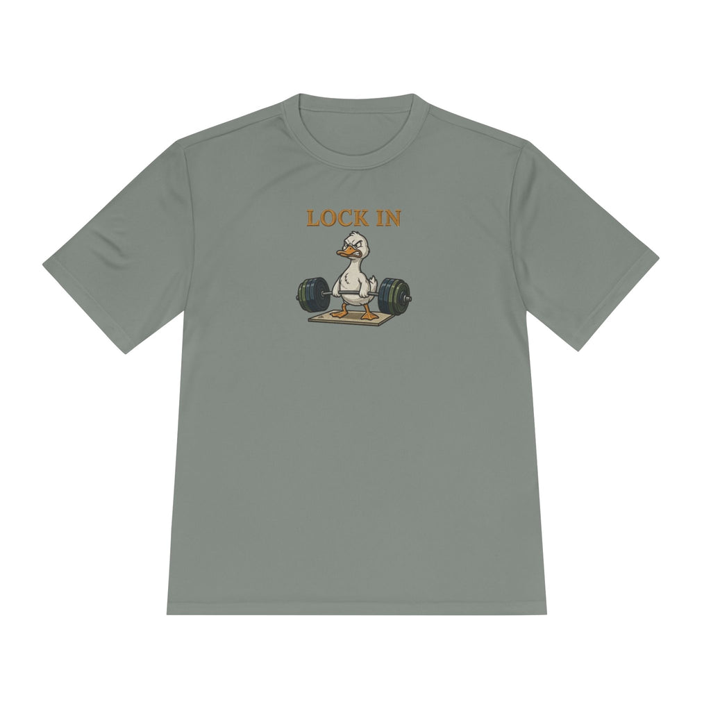 Lock In Duck Weightlifting Tee — Funny Gym Workout T-Shirt