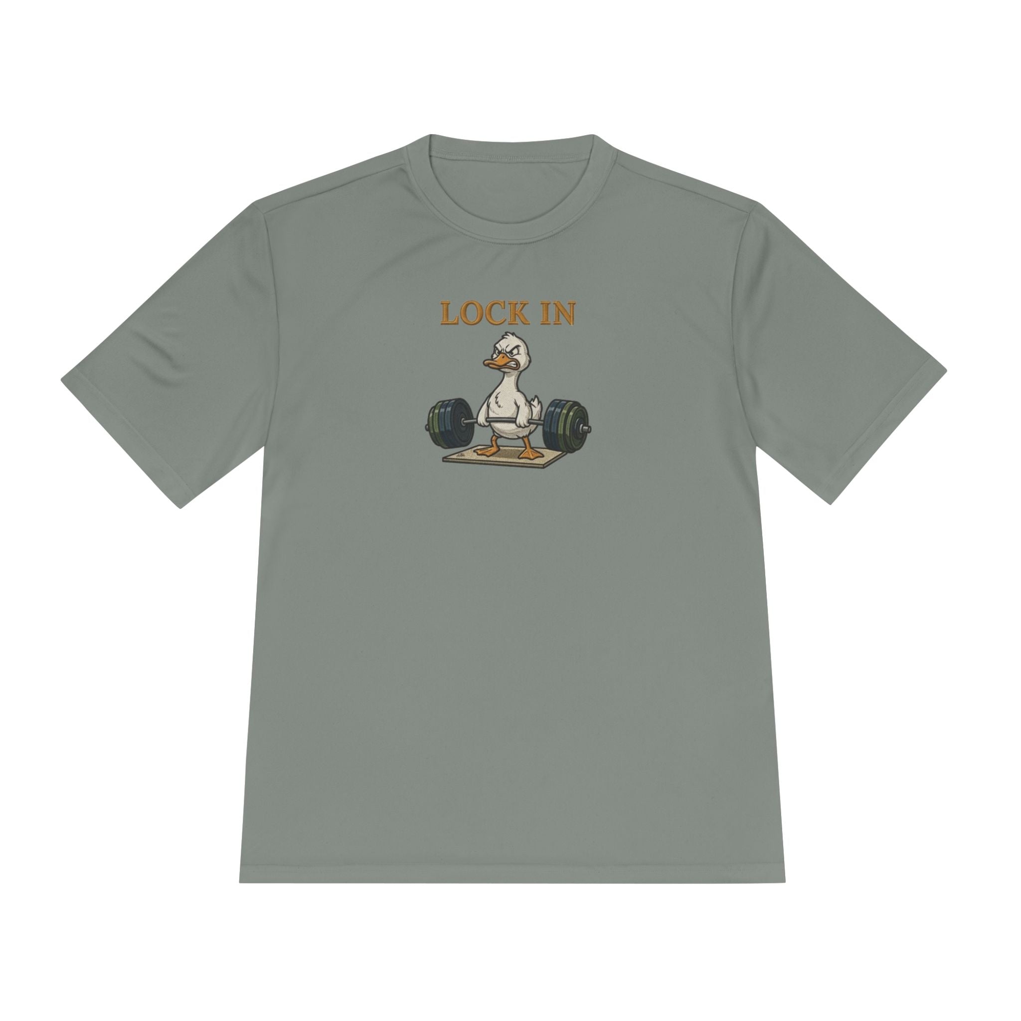 Lock In Duck Weightlifting Tee — Funny Gym Workout T-Shirt