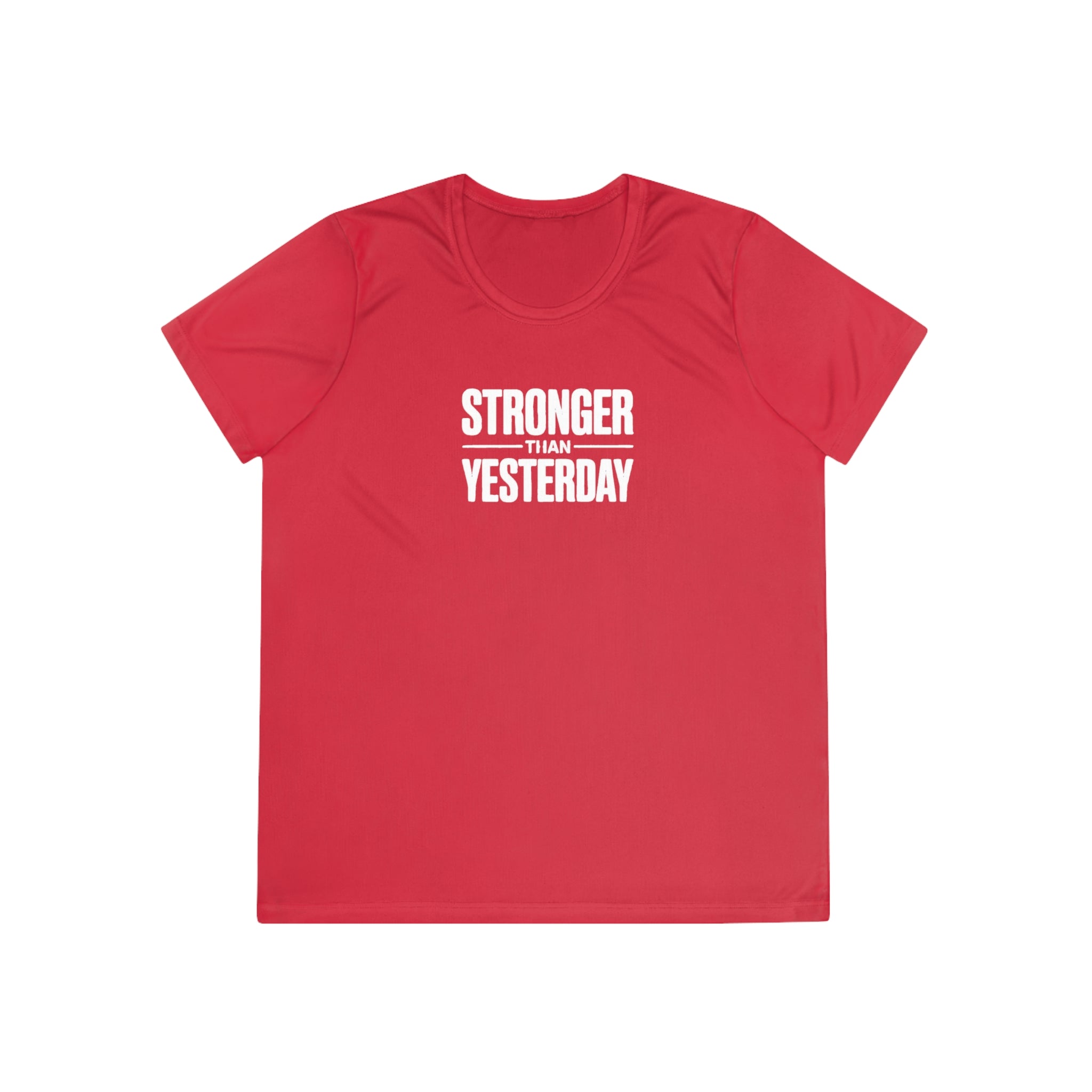 Ladies "Stronger Than Yesterday" Tee — Women's Motivational Fitness Shirt