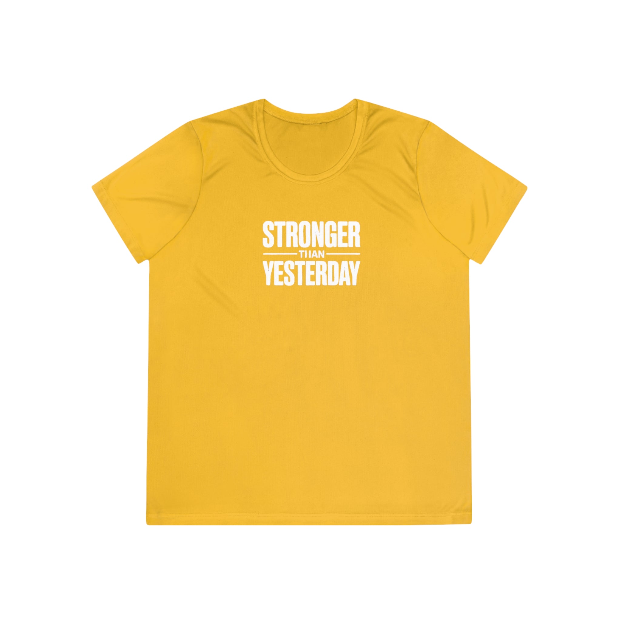Ladies "Stronger Than Yesterday" Tee — Women's Motivational Fitness Shirt