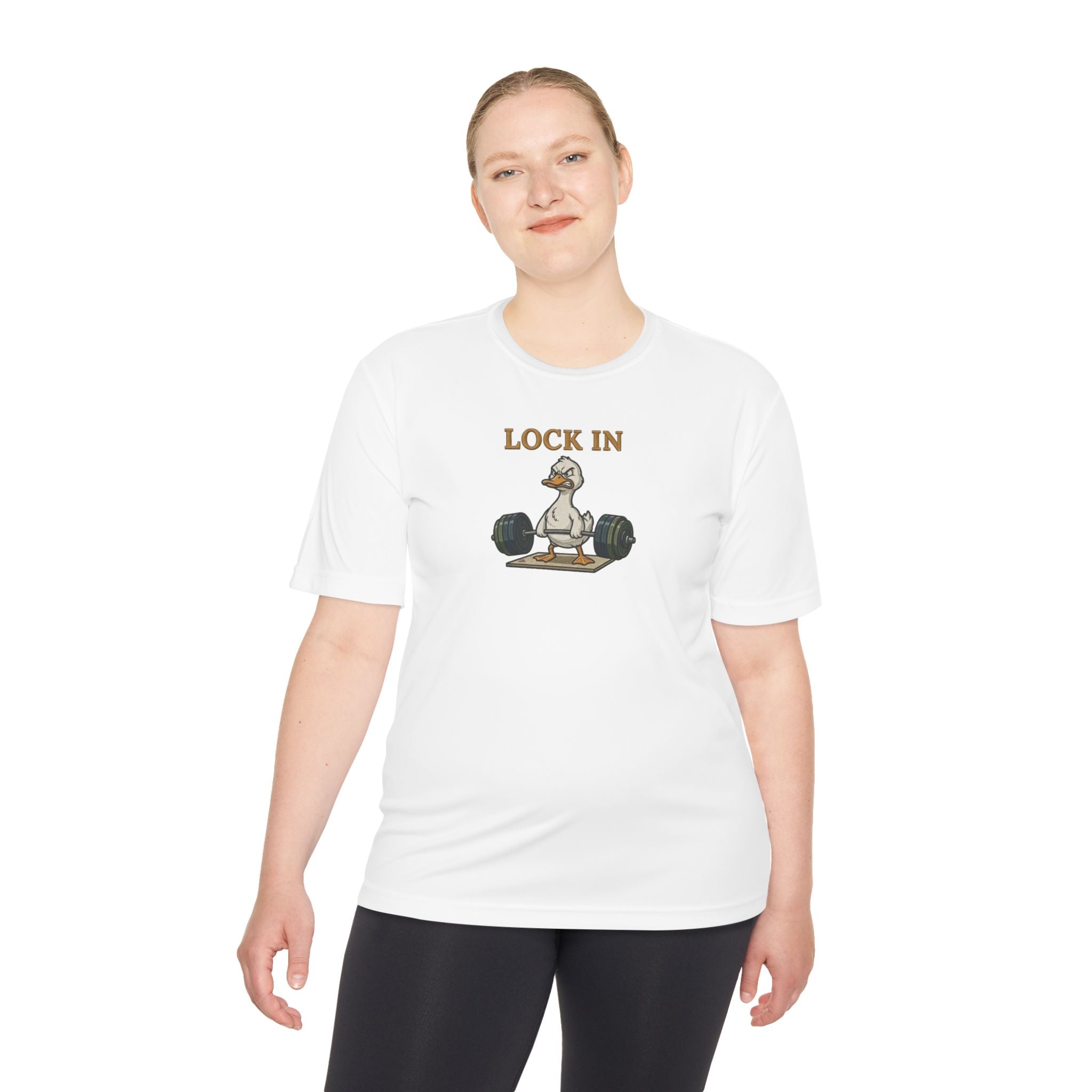 Lock In Duck Weightlifting Tee — Funny Gym Workout T-Shirt