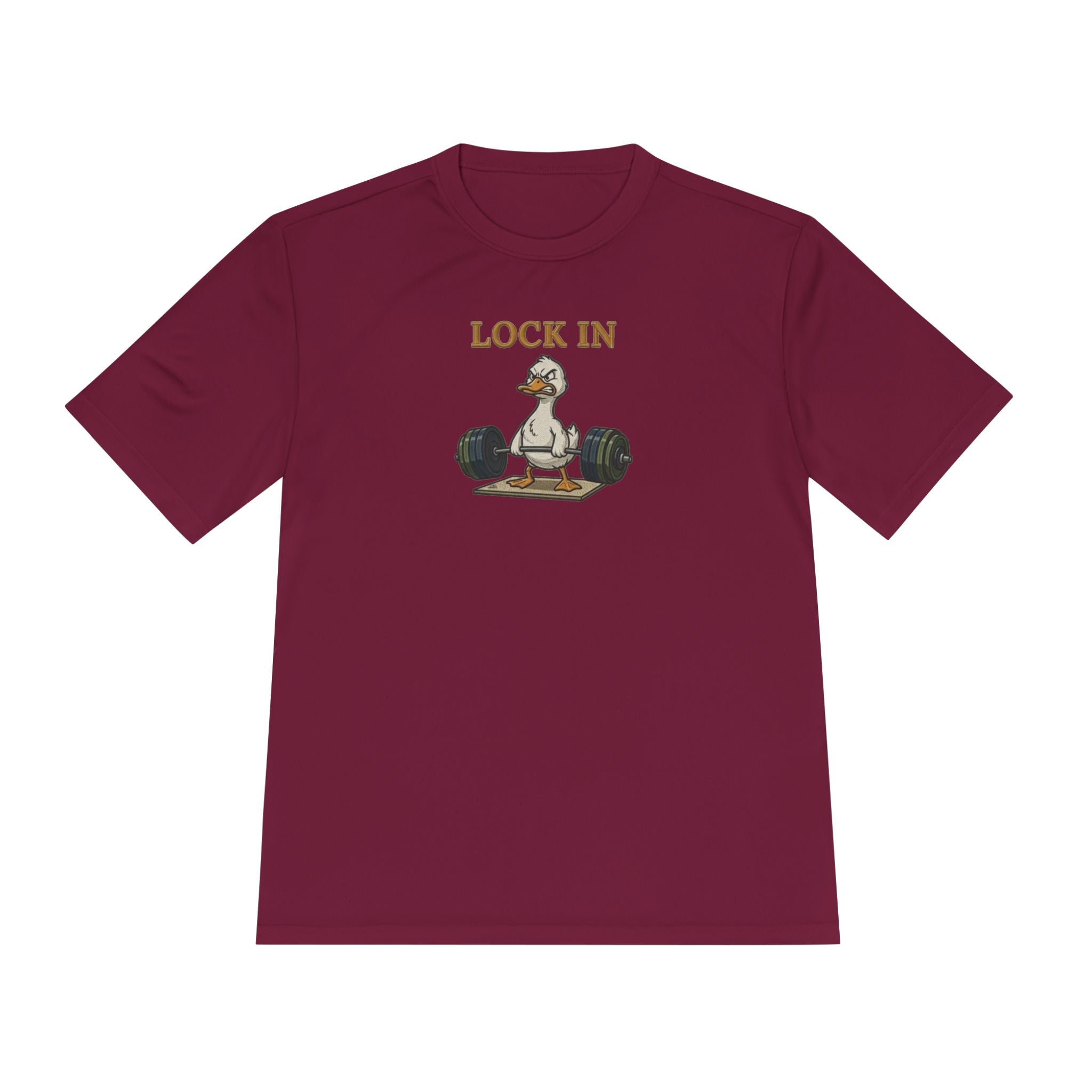 Lock In Duck Weightlifting Tee — Funny Gym Workout T-Shirt
