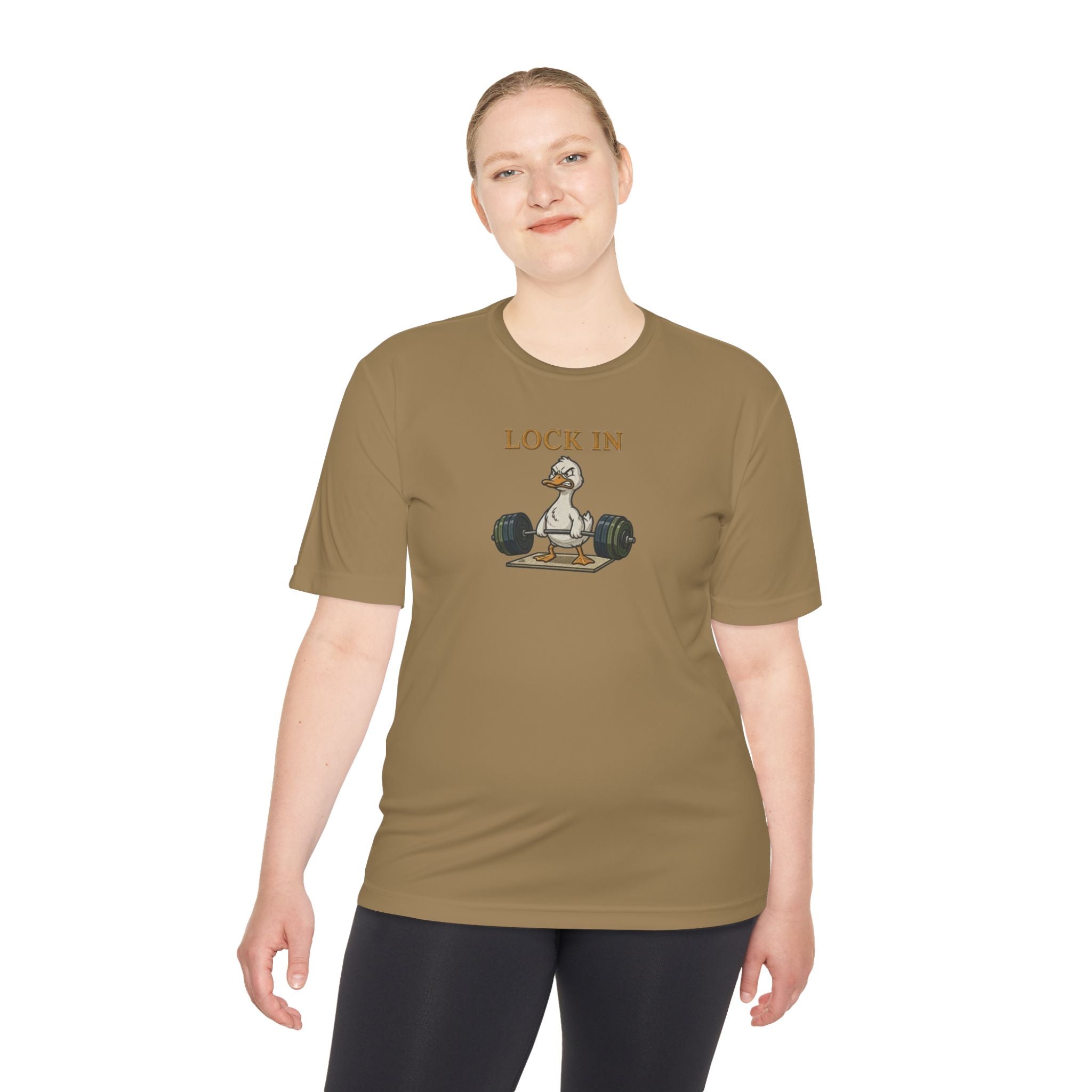 Lock In Duck Weightlifting Tee — Funny Gym Workout T-Shirt