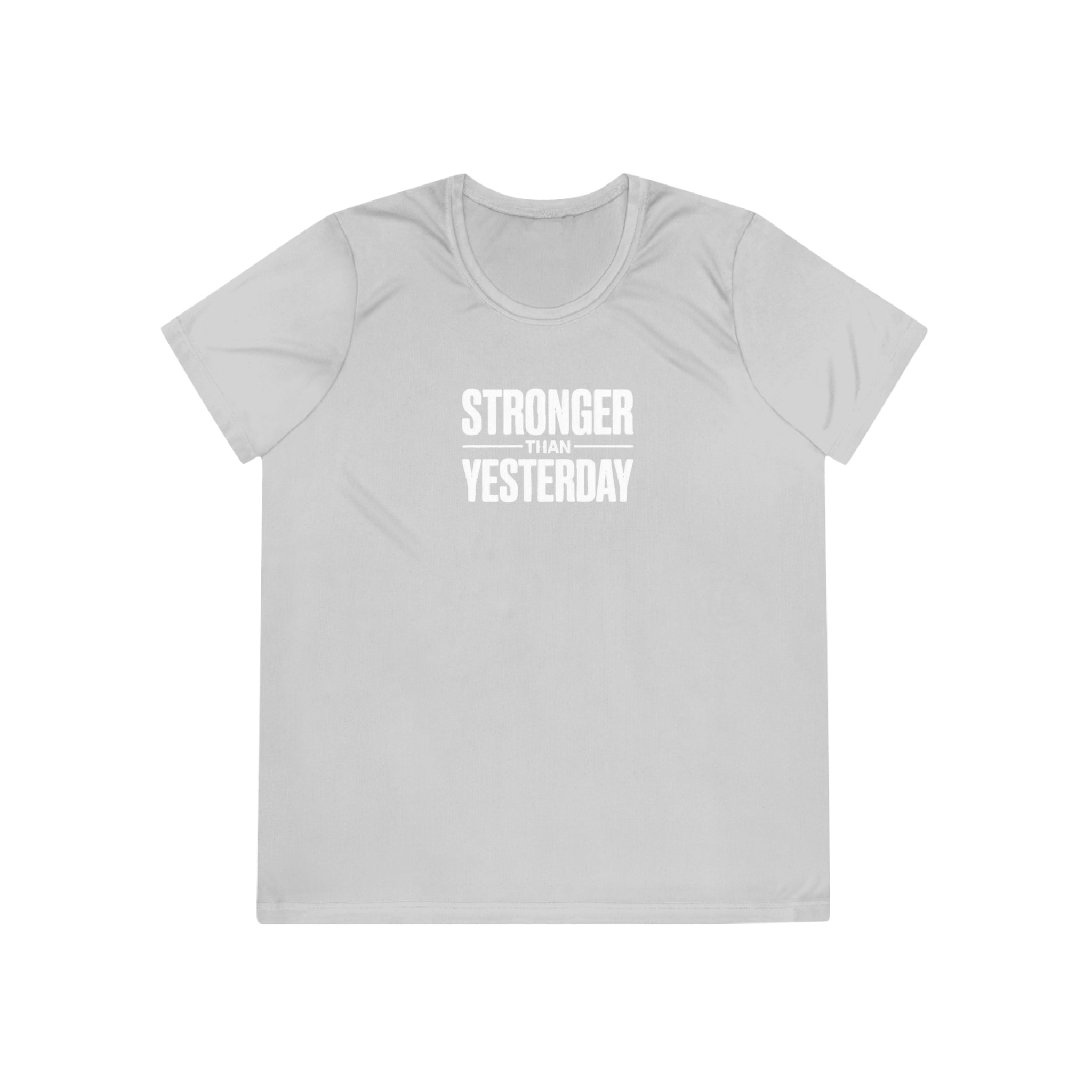 Ladies "Stronger Than Yesterday" Tee — Women's Motivational Fitness Shirt