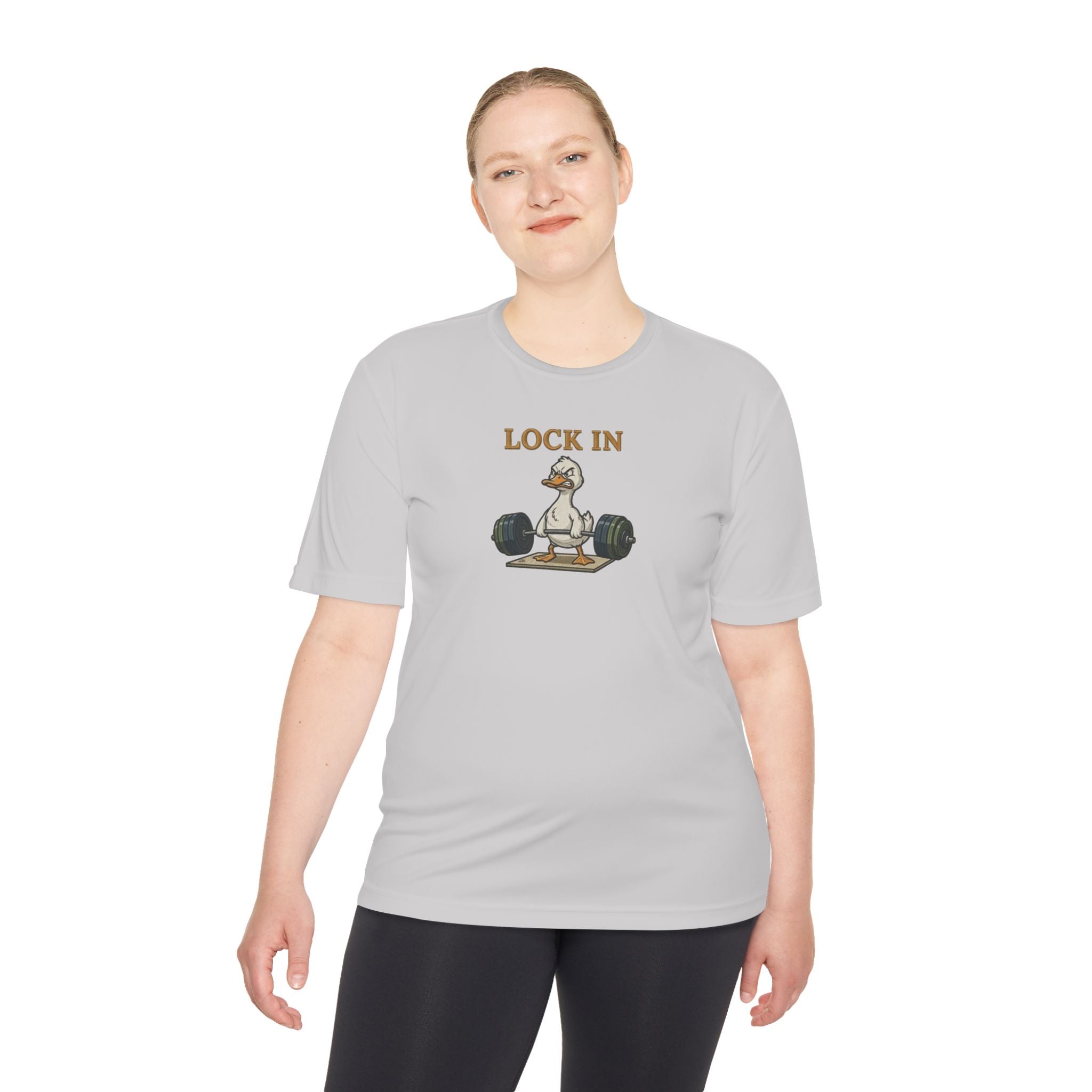 Lock In Duck Weightlifting Tee — Funny Gym Workout T-Shirt