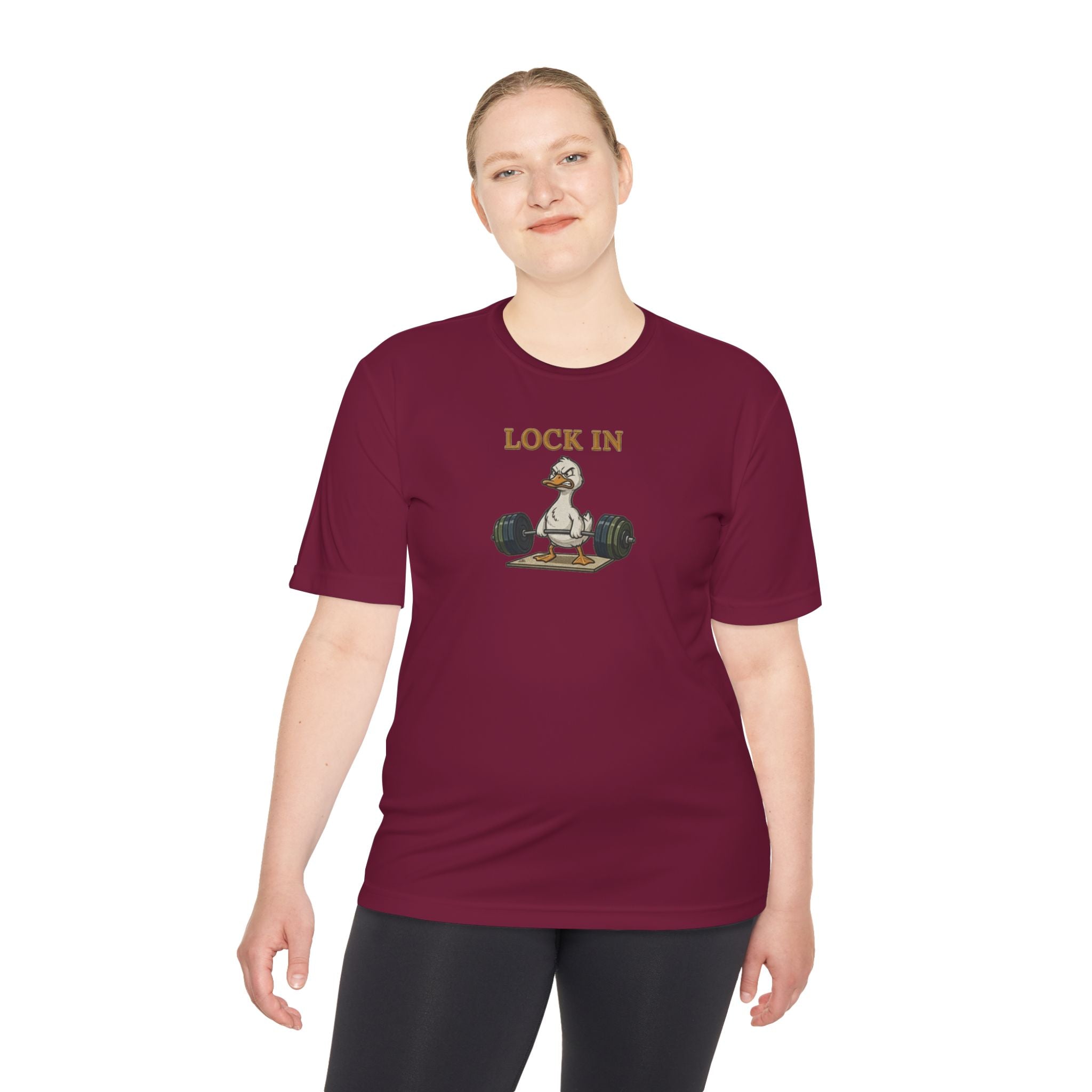 Lock In Duck Weightlifting Tee — Funny Gym Workout T-Shirt