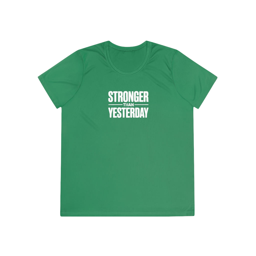 Ladies "Stronger Than Yesterday" Tee — Women's Motivational Fitness Shirt