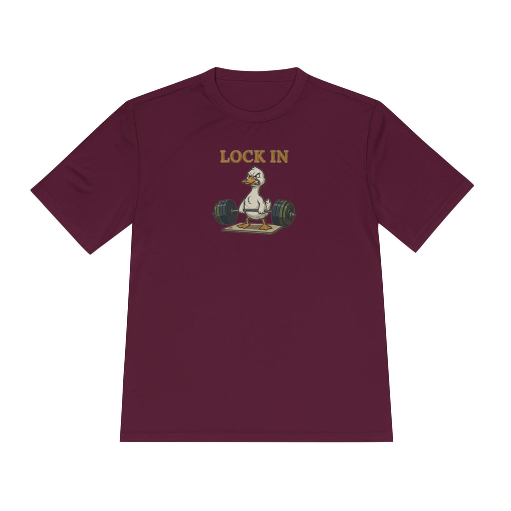 Lock In Duck Weightlifting Tee — Funny Gym Workout T-Shirt
