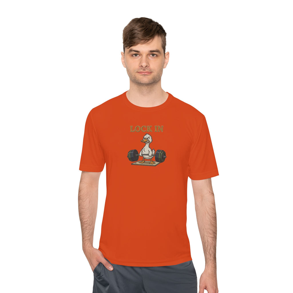Lock In Duck Weightlifting Tee — Funny Gym Workout T-Shirt