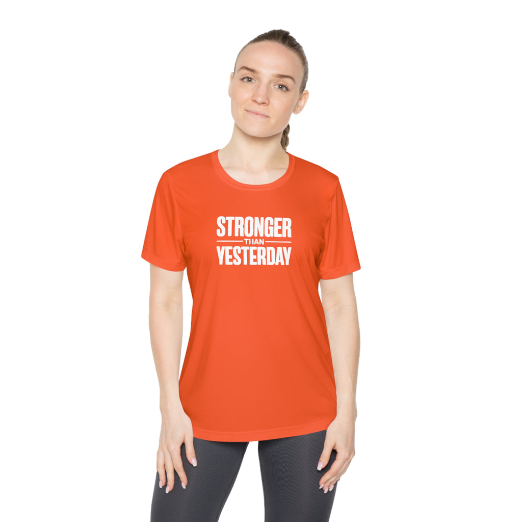 Ladies "Stronger Than Yesterday" Tee — Women's Motivational Fitness Shirt