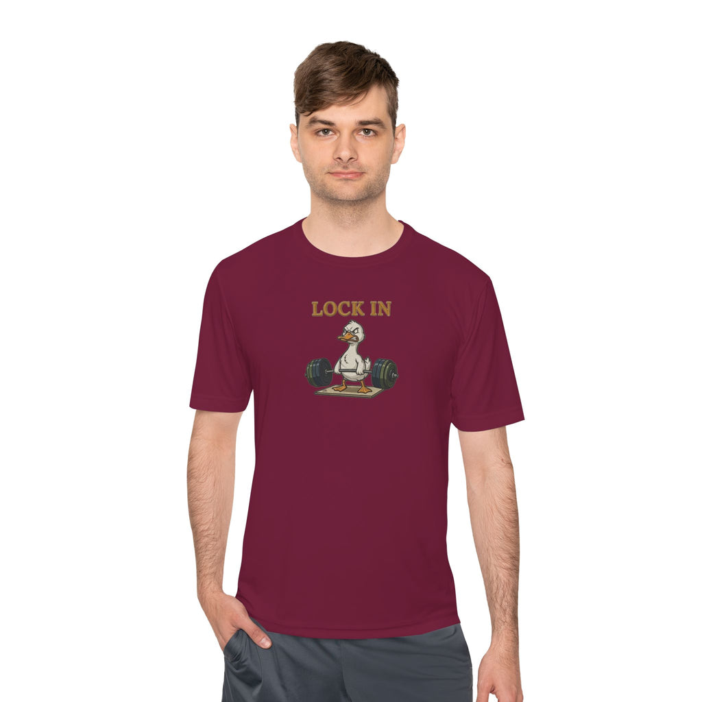 Lock In Duck Weightlifting Tee — Funny Gym Workout T-Shirt