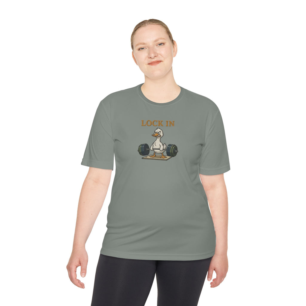 Lock In Duck Weightlifting Tee — Funny Gym Workout T-Shirt