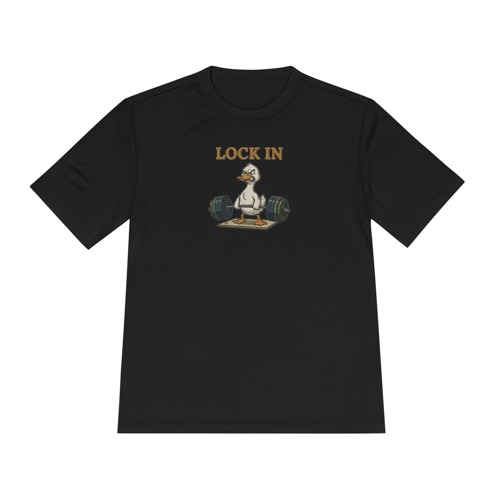 Lock In Duck Weightlifting Tee — Funny Gym Workout T-Shirt